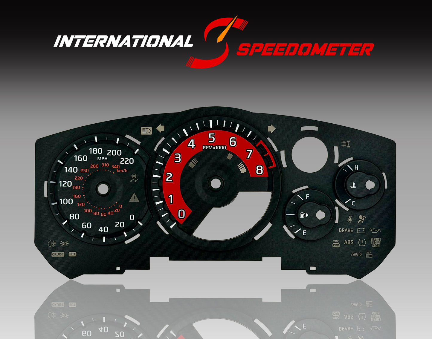 2007-2023 Nissan GTR Carbonfiber Red Faceplate (3D/MPH) - NIGT-01